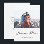 Carte de voeu Foto Bonnes fêtes à personnaliser Feiertagskarte<br><div class="desc">Im Stil des einfachen und élégant pour cette carte de voeu en français,  personnalisable avec votre Foto.</div>
