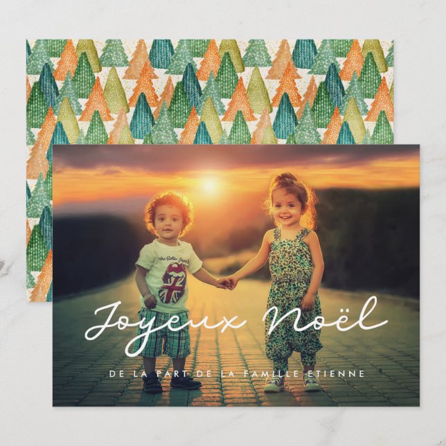 Carte de voeu photo Joyeux Noël personnalisable (Devant / Derrière)