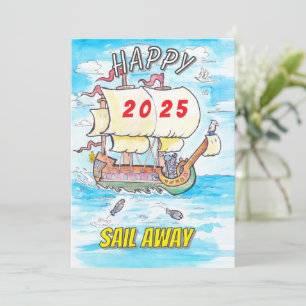 Carte de voeux 2025 navire voguer