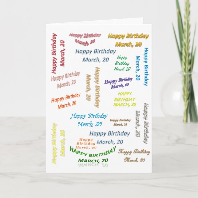 Carte de vœux 20 mars Anniversaire (Devant)