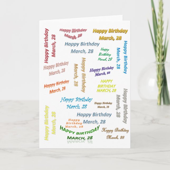 Carte de vœux 28 mars Anniversaire (Devant)