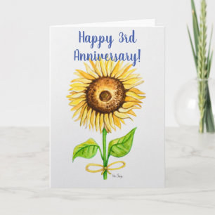 Carte de voeux 3e anniversaire du mariage vide à l