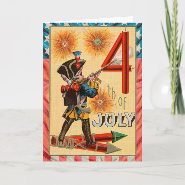 Carte de voeux 4 juillet vintage (Devant)