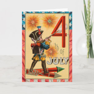 Carte de voeux 4 juillet vintage