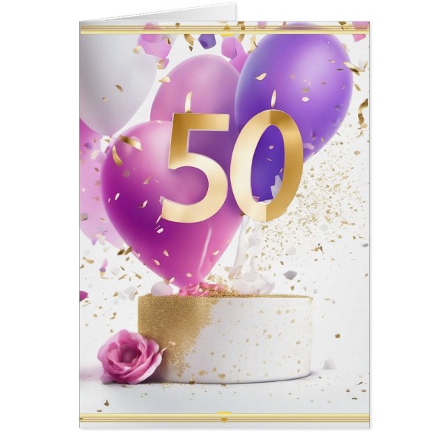 Carte de voeux 50e anniversaire chic (Devant)
