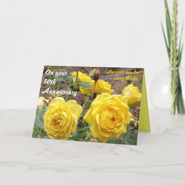 carte de vœux 50e anniversaire roses ange doré (Devant)