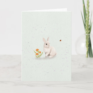 Carte de vœux 5x7 Lapin et Papillon doux 