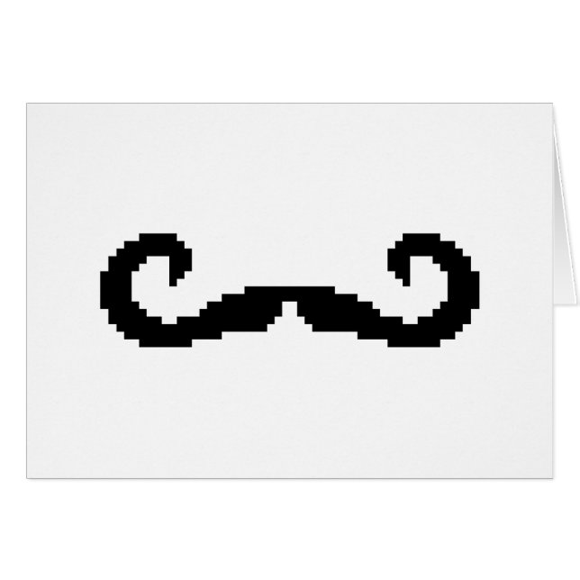 Carte de voeux 8 bits Pixel Handlebar Mustache (Devant horizontal)