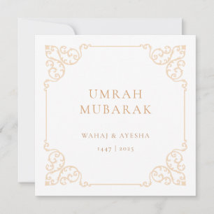 Carte de vœux à cadre doré Umrah Mubarak vintage
