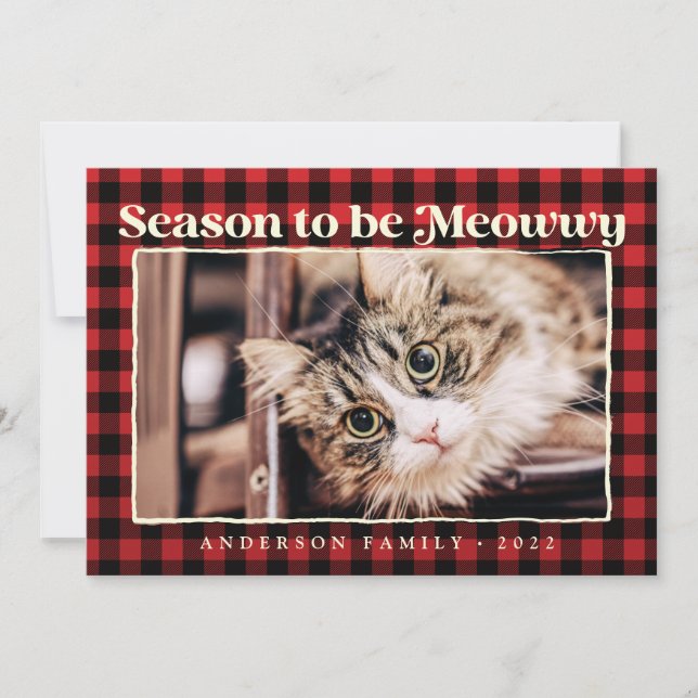Carte de vœux à carreaux pour chat de compagnie dr (Devant)