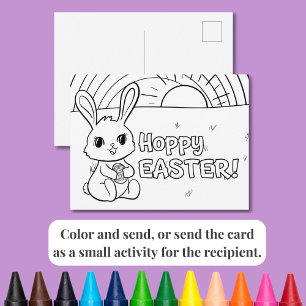 Carte de vœux à colorier Lapin de Pâques joyeux av