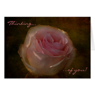 Carte de vœux "À penser à toi" à la rose rose text