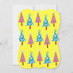 Carte de voeux à plat Noël Arbres Jaunes