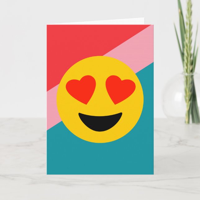 Carte de vœux à rayures avec emoji de cœur d'amour (Devant)