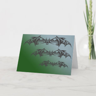 Carte de voeux à trois chauves-souris volantes