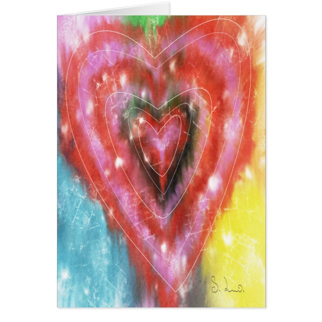 Carte de voeux abstraite de coeur (Devant)