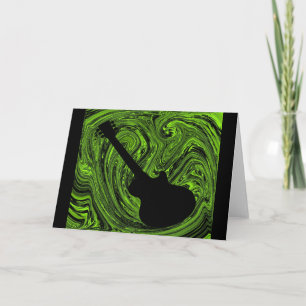 Carte de voeux Abstraite Swirls Guitar, Vert