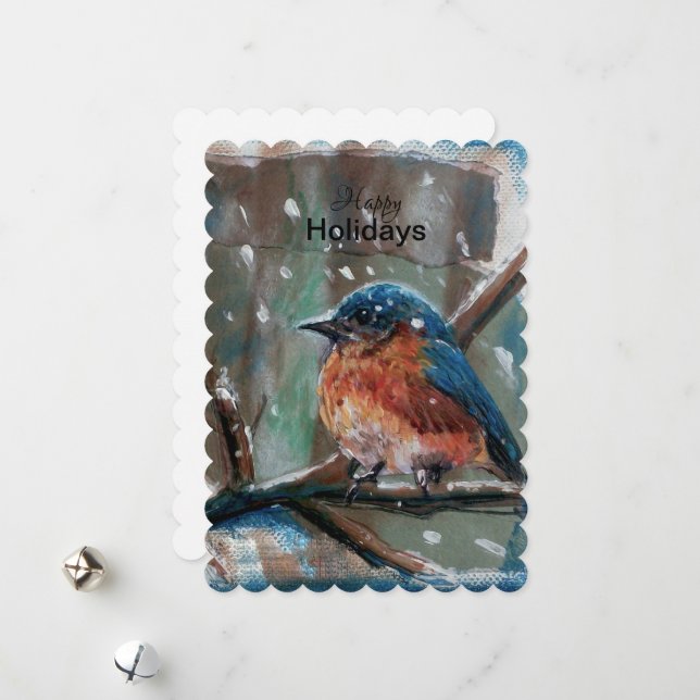Carte de vœux adorable de vacances d'hiver de l'oi (Devant/Arrière en situation)