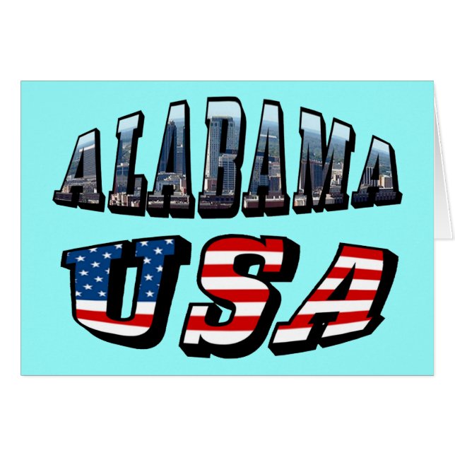 Carte de voeux Alabama Picture USA Flag Font Font (Devant Horizontal)