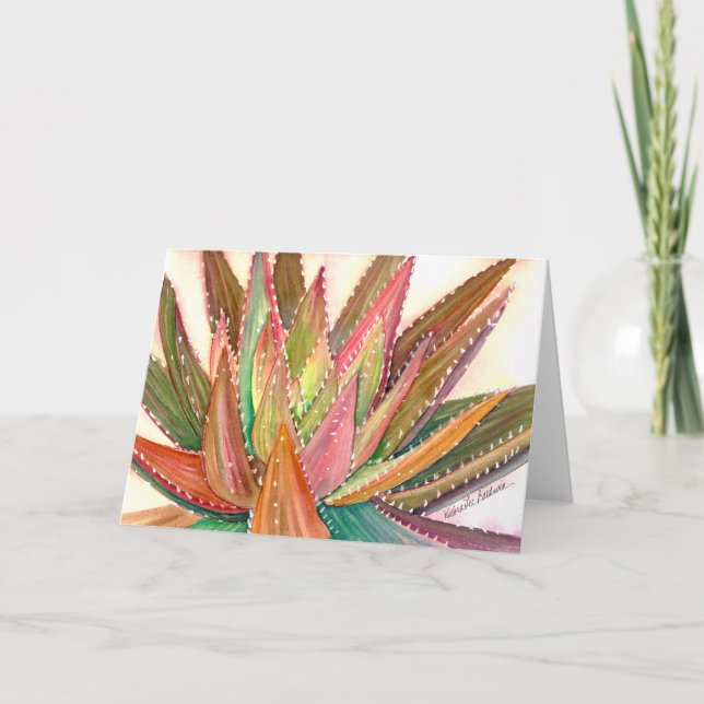 Carte de voeux Aloe aquarelle par Debra Lee Baldwi (Devant)