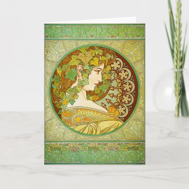 Carte de voeux Alphonse Mucha Laurel (Devant)
