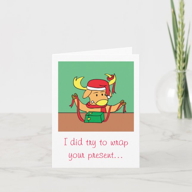 Carte de voeux amusante de Noël Reindeer Cartoon (Devant)