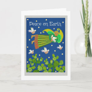 Carte de vœux Ange de la paix sur Terre et colombe