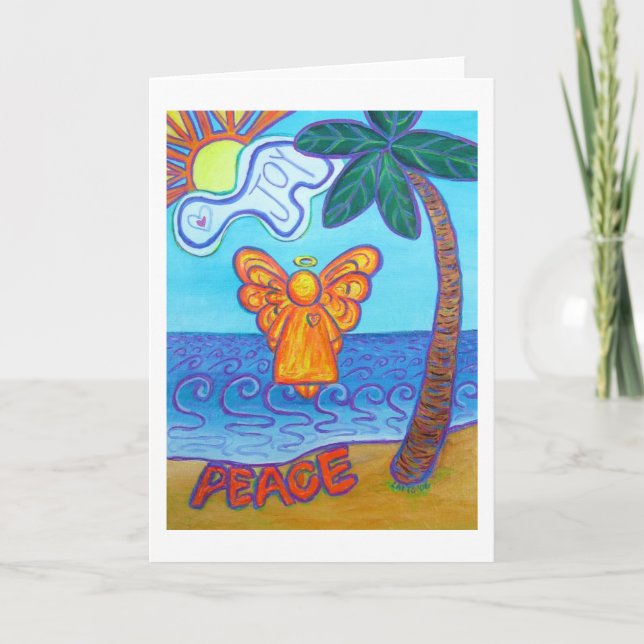 Carte de vœux Ange de la plage de joie et de paix (Devant)