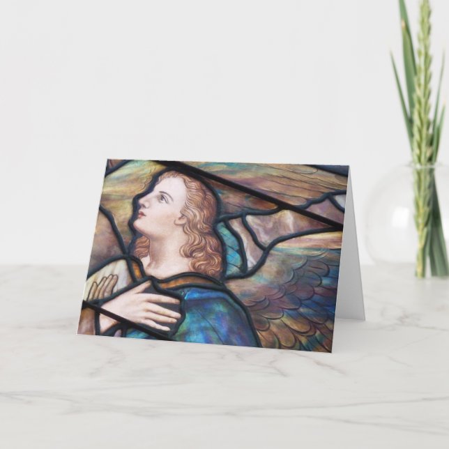 Carte de voeux Angel de la fenêtre en verre tendu (Devant)