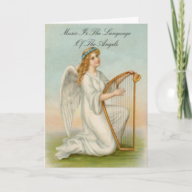 Carte de voeux Anniversaire Angel Avec Harpe (Devant)