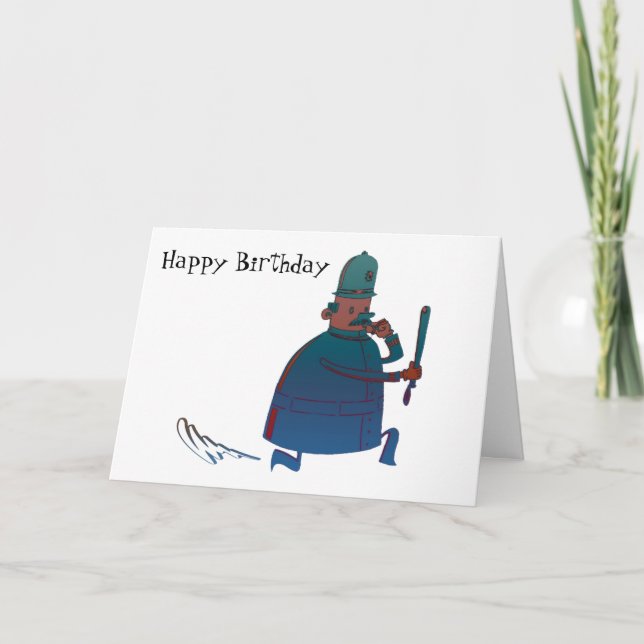 Carte de voeux Anniversaire Cartoon Policeman (Devant)