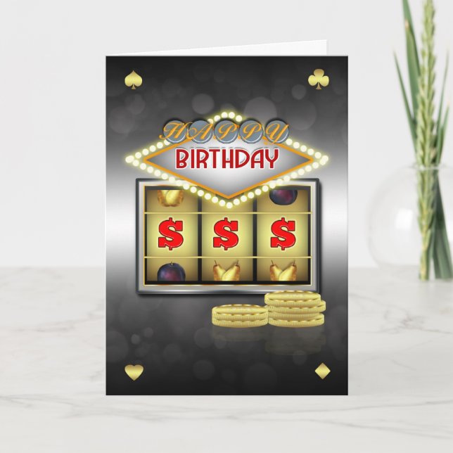 Carte De Voeux Anniversaire Casino Thème Avec Fent (Devant)