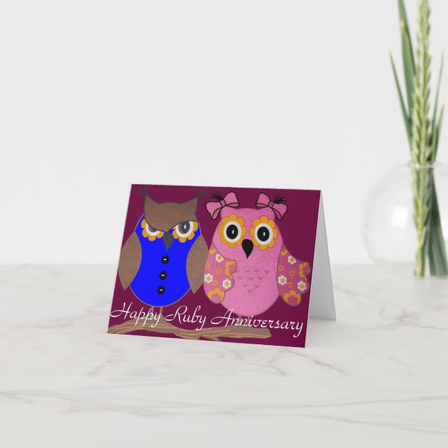 CARTE DE VOEUX ANNIVERSAIRE DE MARIAGE RUBIS (Devant)