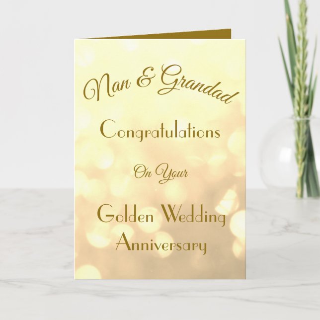 Carte De Voeux Anniversaire D'Or Nan & Grand. (Devant)