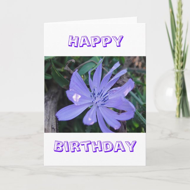 Carte de voeux anniversaire fleur sauvage bleu (Devant)