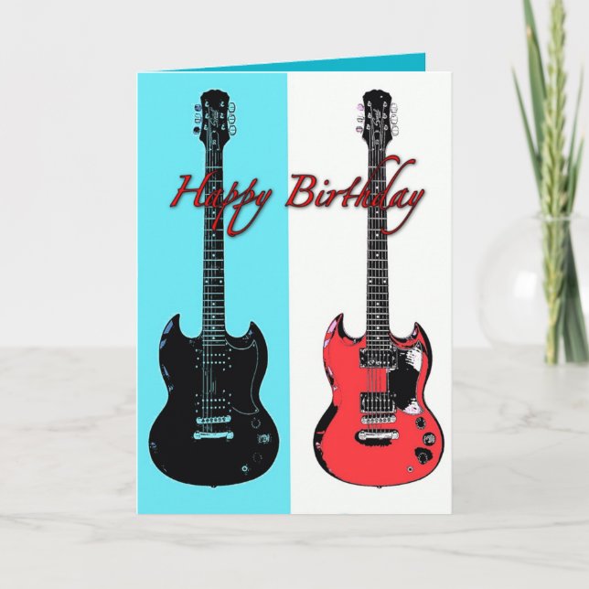 Carte de voeux Anniversaire Guitares (Devant)
