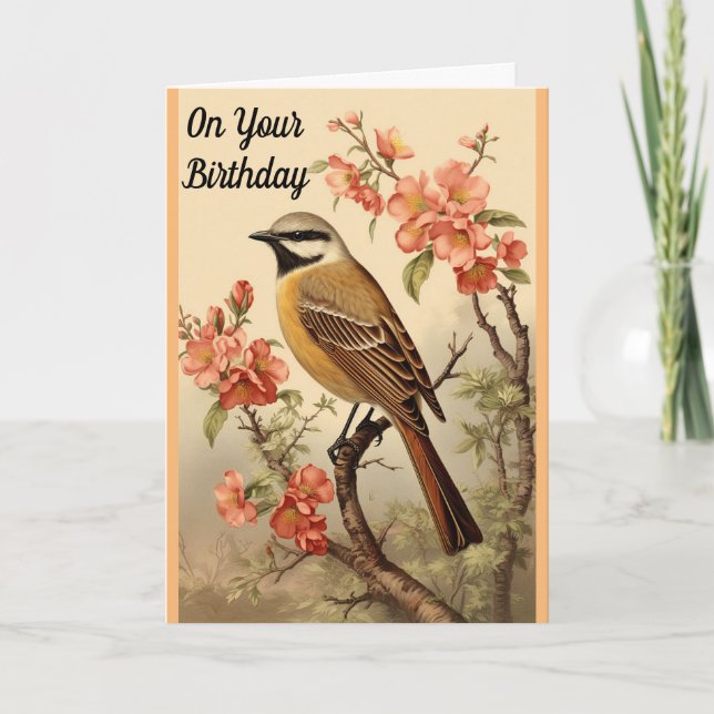 Carte de voeux Anniversaire Oiseaux Et Fleurs (Devant)