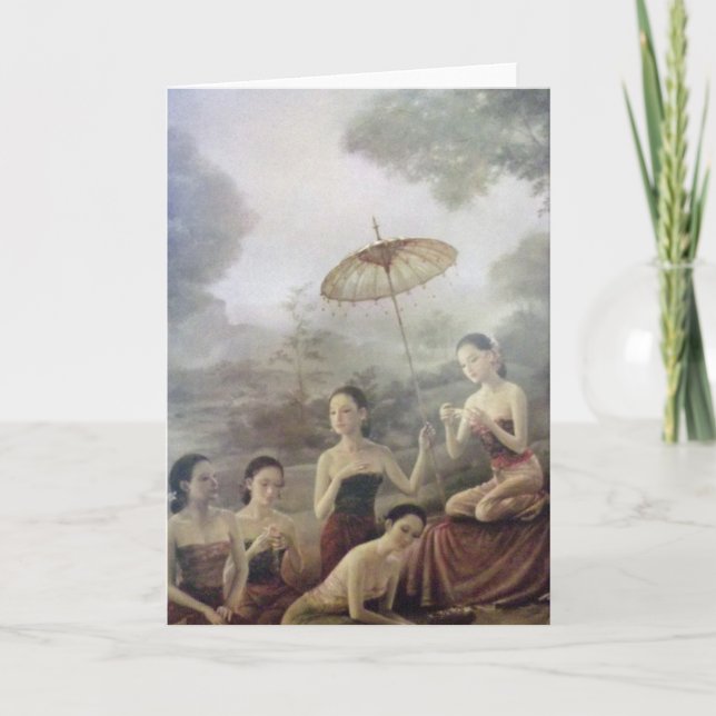 Carte de voeux antique thaïlandaise d'impression (Devant)