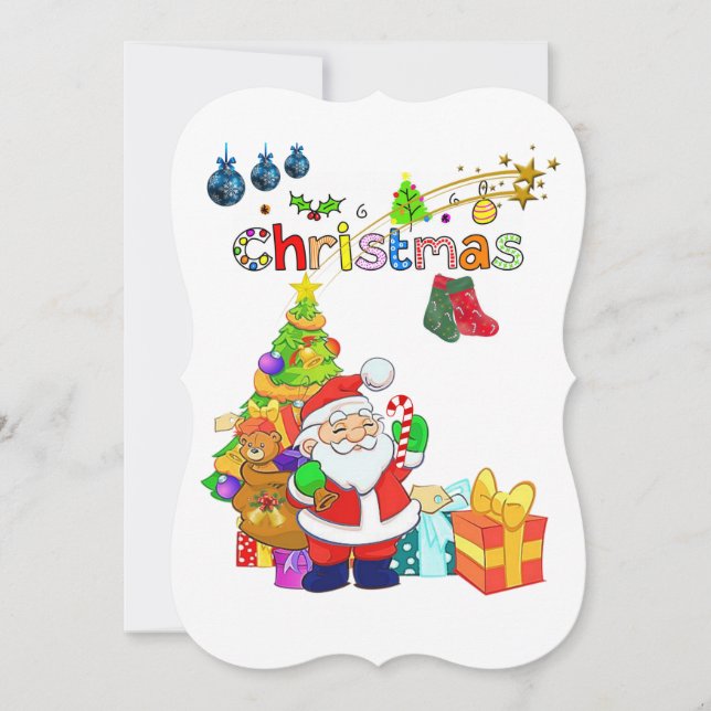 Carte de voeux Appartement de Noël, Père Noël (Devant)