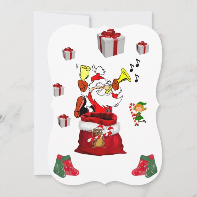 Carte de voeux Appartement de Noël, Père Noël (Devant)