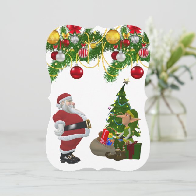 Carte de voeux Appartement de Noël, Père Noël (Debout devant)