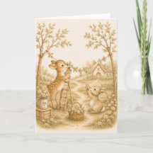 Carte de vœux aquarelle Cottage Meadow 