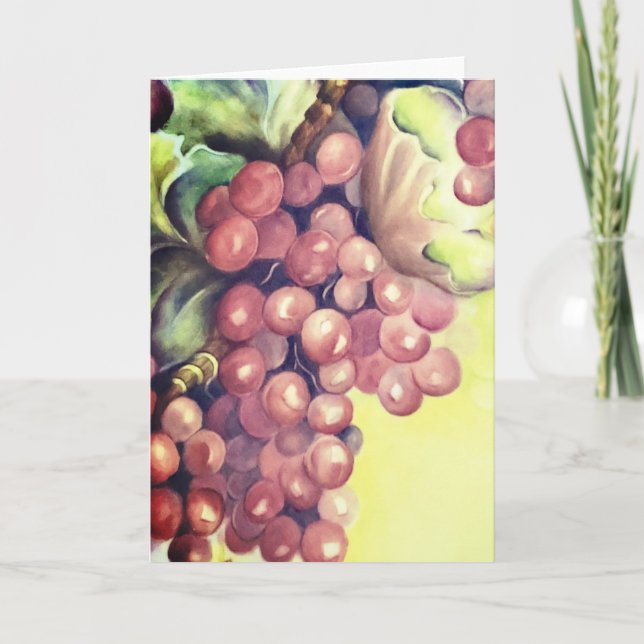 Carte de voeux Aquarelle de raisins de vignoble |  (Devant)