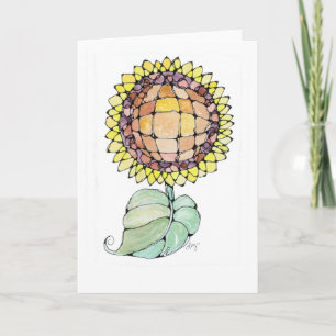 Carte de voeux - Aquarelle NGA - Tournesol Jaune