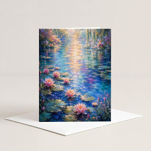 Carte de vœux aquarelle Nymphéa