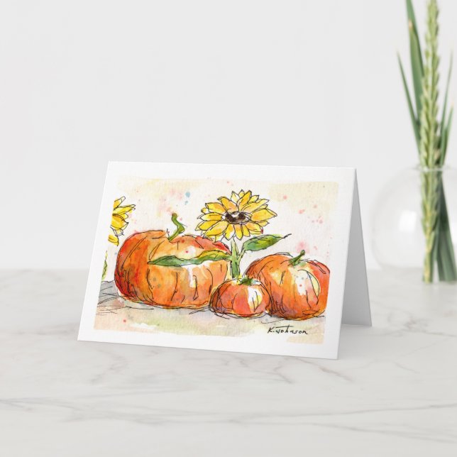 Carte de vœux aquarelle pour le temps des récoltes (Devant)