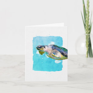 Carte de vœux aquatique Tortue de mer pour toute o