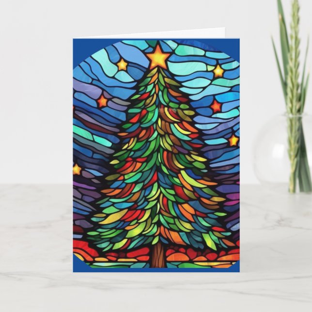 Carte de voeux Arbre de Noël en verre tendu (Devant)