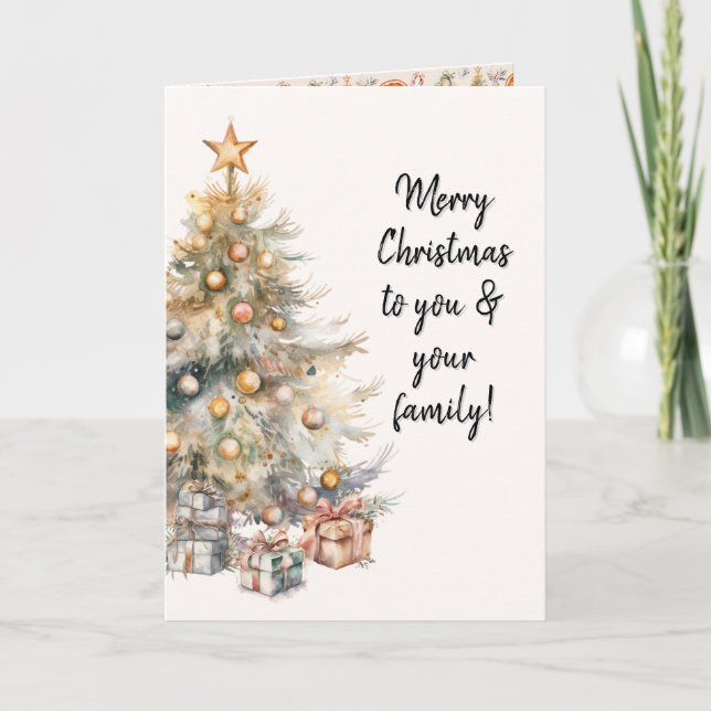 Carte de voeux Arbre de Noël Watercolor (Devant)