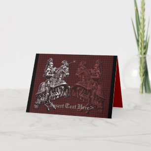 Carte de voeux Argent et Rouge Médiéval Chevaliers